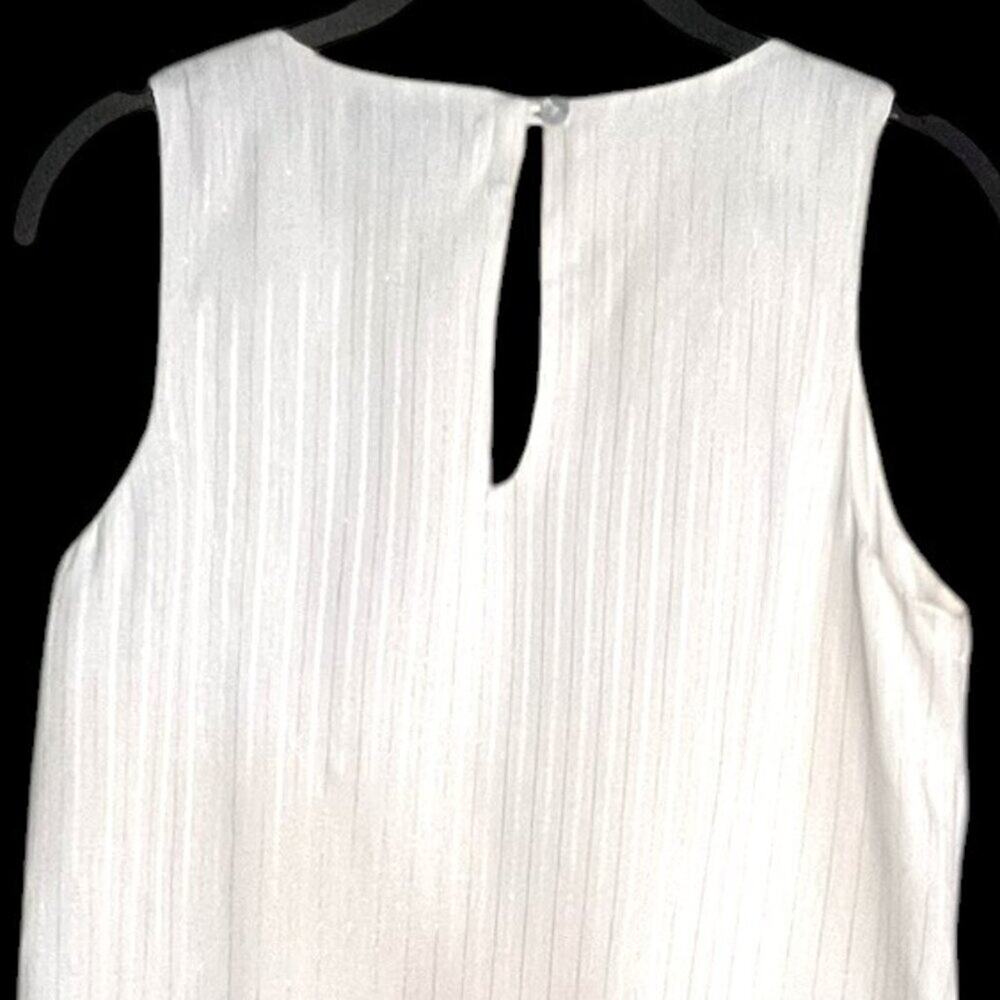 Tommy Bahama Women's Size XS Linen Blend Dress Sleeveless Ruffle Hem Metallic - Picture 10 of 13